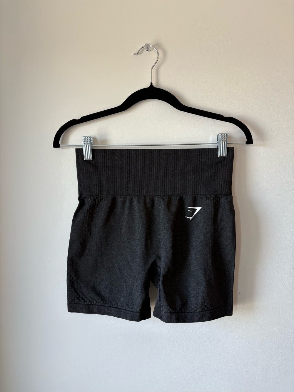 Gymshark Dark Grey High-Waist Bike Shorts with Logo
